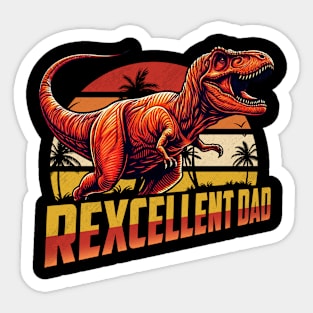 Rexcellent Dad Fathers Day Retro Dinosaur T-Rex Papa Grandpa Sticker